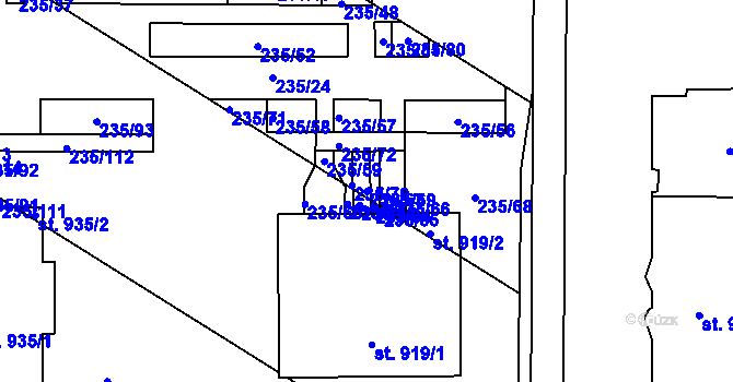 Parcela st. 235/63 v KÚ Povel, Katastrální mapa