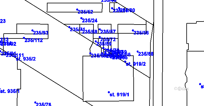 Parcela st. 235/61 v KÚ Povel, Katastrální mapa