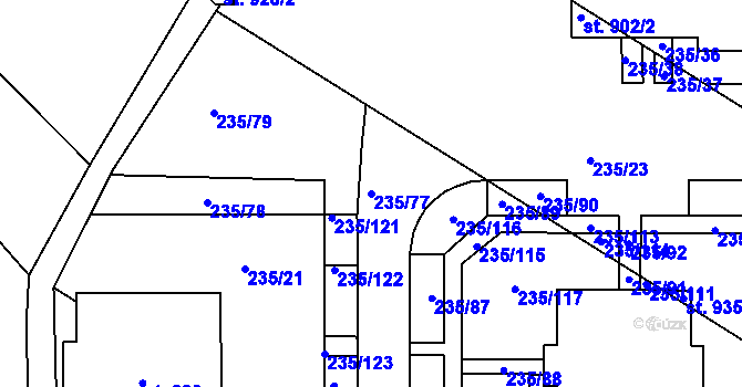 Parcela st. 235/77 v KÚ Povel, Katastrální mapa