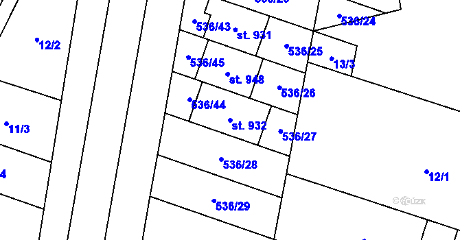 Parcela st. 932 v KÚ Povel, Katastrální mapa