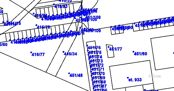 Parcela st. 451/76 v KÚ Povel, Katastrální mapa