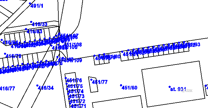 Parcela st. 451/80 v KÚ Povel, Katastrální mapa