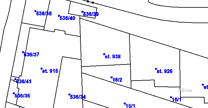 Parcela st. 938 v KÚ Povel, Katastrální mapa
