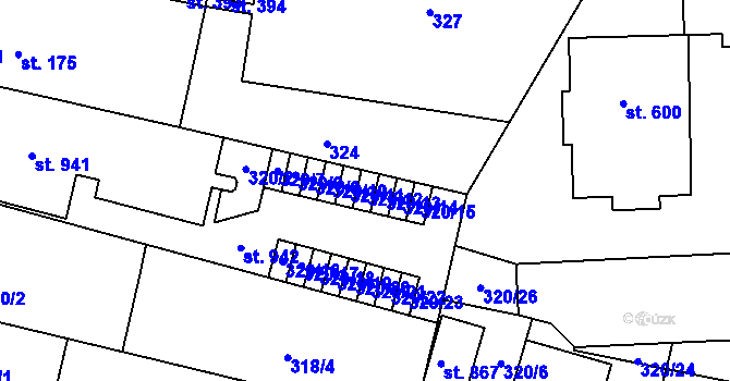 Parcela st. 320/12 v KÚ Povel, Katastrální mapa