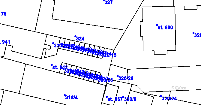 Parcela st. 320/15 v KÚ Povel, Katastrální mapa