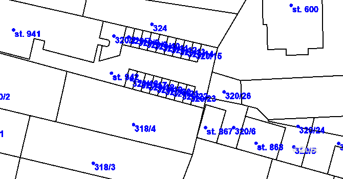 Parcela st. 320/21 v KÚ Povel, Katastrální mapa