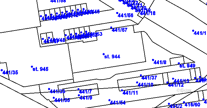 Parcela st. 944 v KÚ Povel, Katastrální mapa