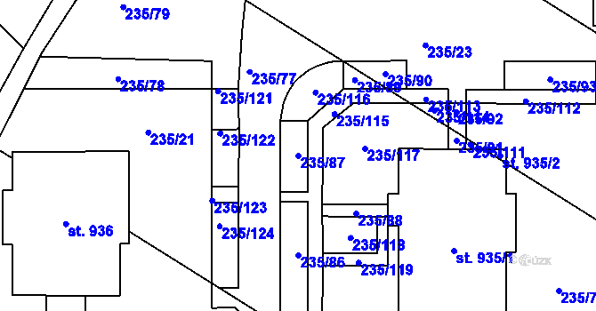 Parcela st. 235/87 v KÚ Povel, Katastrální mapa