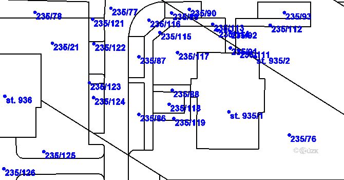 Parcela st. 235/88 v KÚ Povel, Katastrální mapa