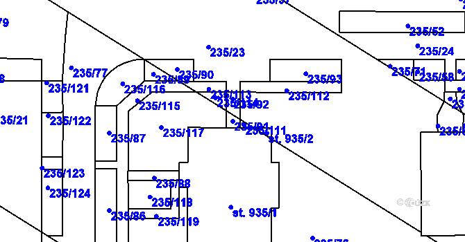 Parcela st. 235/91 v KÚ Povel, Katastrální mapa