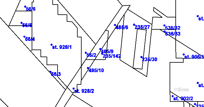 Parcela st. 235/142 v KÚ Povel, Katastrální mapa