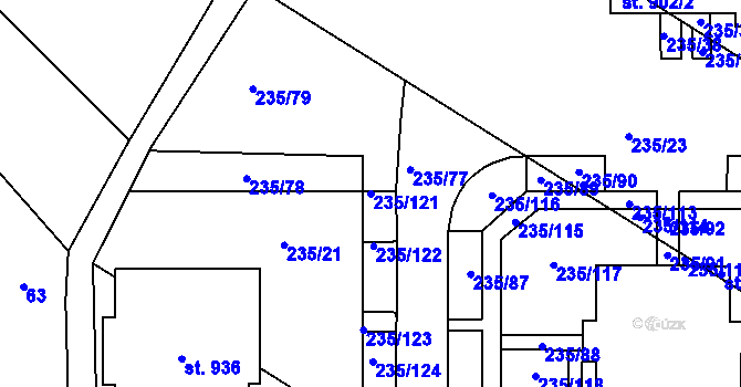 Parcela st. 235/121 v KÚ Povel, Katastrální mapa