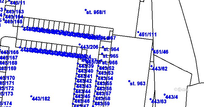 Parcela st. 965 v KÚ Povel, Katastrální mapa