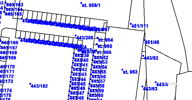 Parcela st. 966 v KÚ Povel, Katastrální mapa