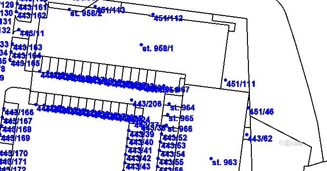 Parcela st. 967 v KÚ Povel, Katastrální mapa