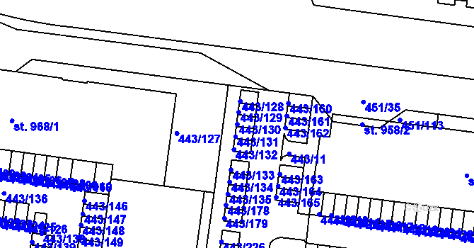 Parcela st. 443/130 v KÚ Povel, Katastrální mapa