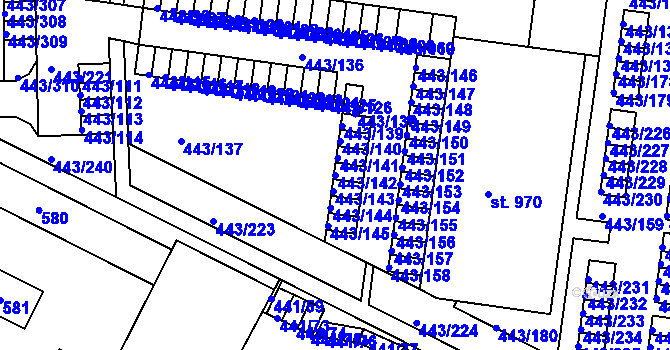 Parcela st. 443/142 v KÚ Povel, Katastrální mapa