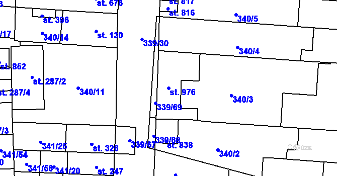Parcela st. 976 v KÚ Povel, Katastrální mapa