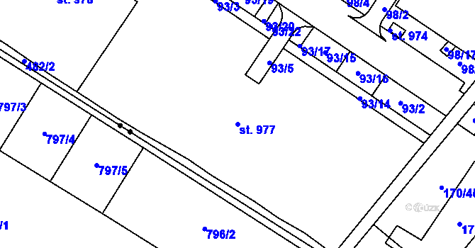 Parcela st. 977 v KÚ Povel, Katastrální mapa