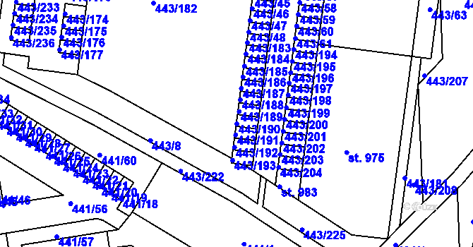 Parcela st. 443/190 v KÚ Povel, Katastrální mapa