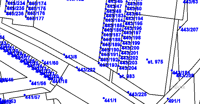Parcela st. 443/191 v KÚ Povel, Katastrální mapa