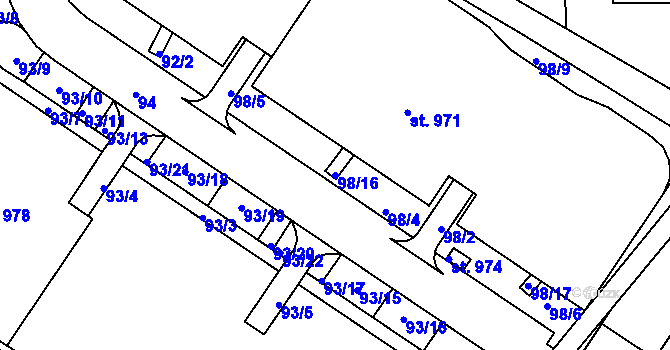 Parcela st. 98/16 v KÚ Povel, Katastrální mapa