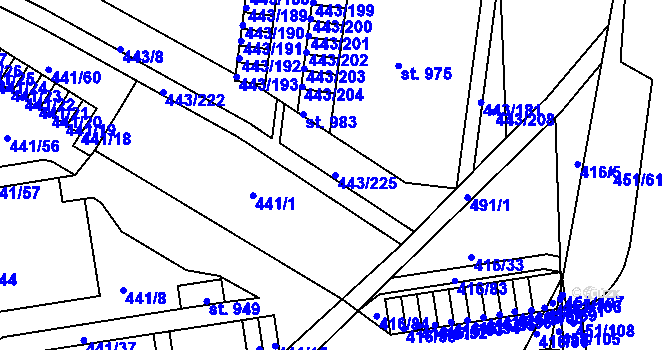 Parcela st. 443/225 v KÚ Povel, Katastrální mapa