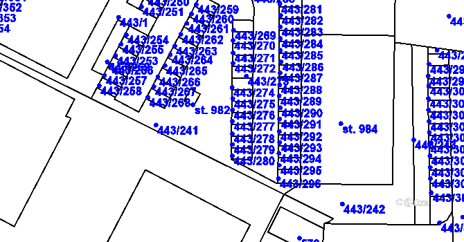 Parcela st. 443/277 v KÚ Povel, Katastrální mapa