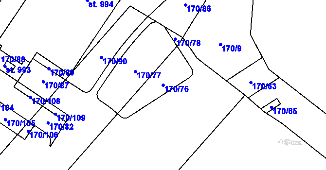 Parcela st. 170/76 v KÚ Povel, Katastrální mapa