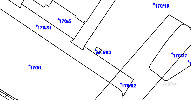 Parcela st. 993 v KÚ Povel, Katastrální mapa