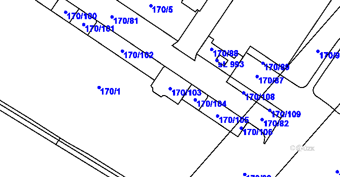 Parcela st. 170/103 v KÚ Povel, Katastrální mapa