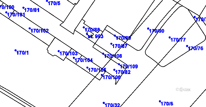 Parcela st. 170/108 v KÚ Povel, Katastrální mapa