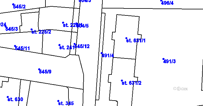 Parcela st. 491/4 v KÚ Nové Sady u Olomouce, Katastrální mapa