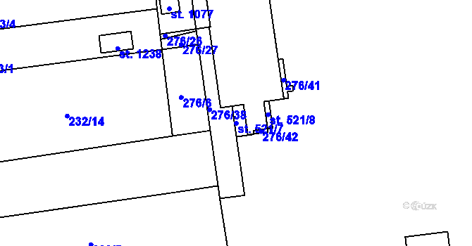 Parcela st. 521/7 v KÚ Nové Sady u Olomouce, Katastrální mapa