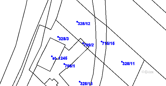 Parcela st. 799/2 v KÚ Nové Sady u Olomouce, Katastrální mapa