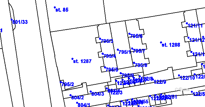 Parcela st. 795/4 v KÚ Nové Sady u Olomouce, Katastrální mapa