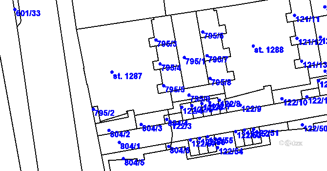 Parcela st. 795/5 v KÚ Nové Sady u Olomouce, Katastrální mapa