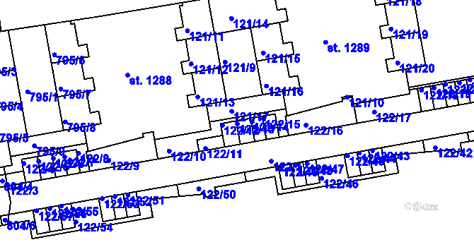 Parcela st. 122/13 v KÚ Nové Sady u Olomouce, Katastrální mapa