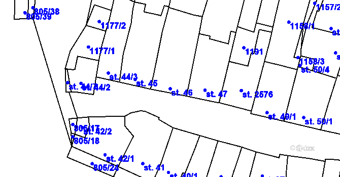 Parcela st. 46 v KÚ Hodolany, Katastrální mapa