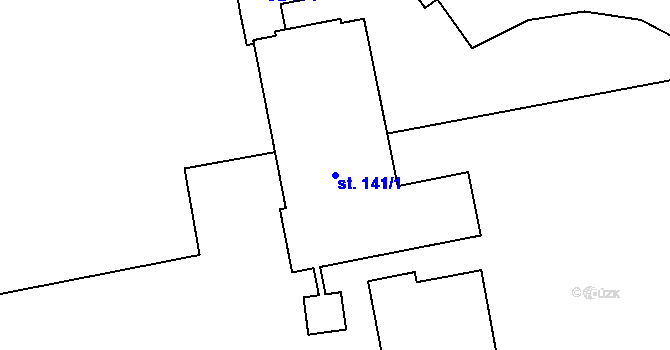Parcela st. 141/1 v KÚ Hodolany, Katastrální mapa