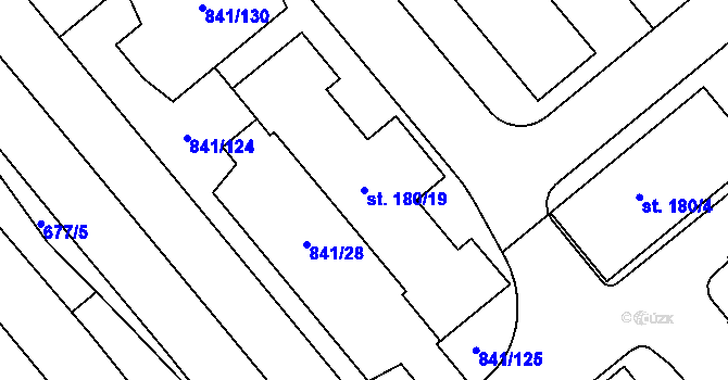 Parcela st. 180/19 v KÚ Hodolany, Katastrální mapa