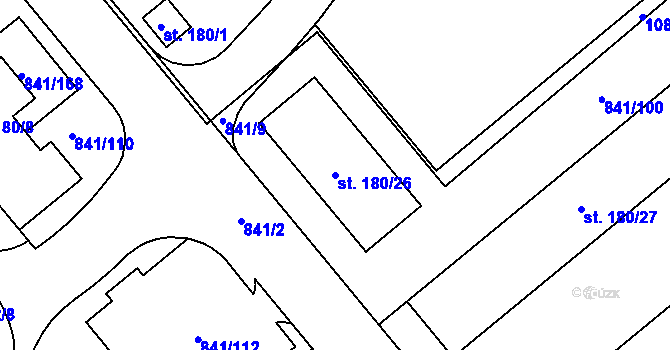 Parcela st. 180/26 v KÚ Hodolany, Katastrální mapa