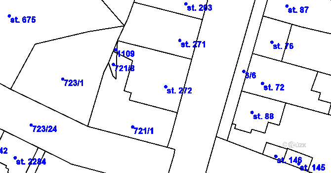 Parcela st. 272 v KÚ Hodolany, Katastrální mapa