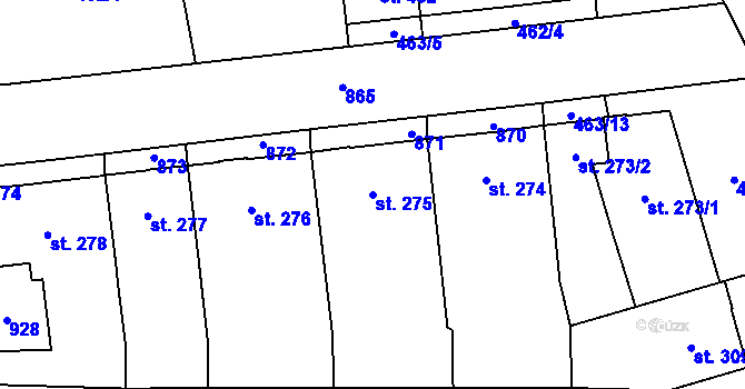 Parcela st. 275 v KÚ Hodolany, Katastrální mapa