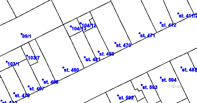 Parcela st. 469 v KÚ Hodolany, Katastrální mapa