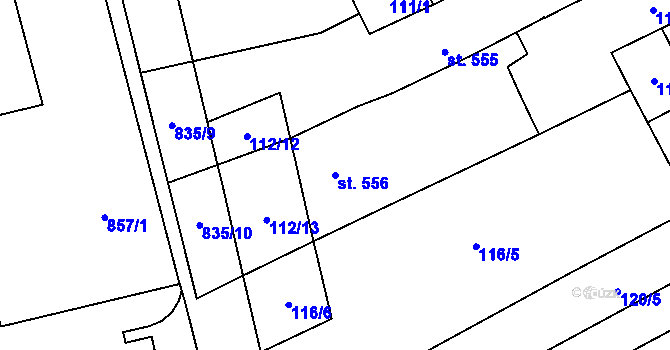 Parcela st. 556 v KÚ Hodolany, Katastrální mapa