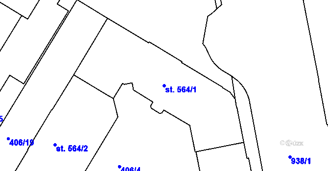 Parcela st. 564/1 v KÚ Hodolany, Katastrální mapa