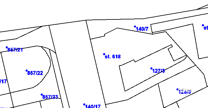 Parcela st. 618 v KÚ Hodolany, Katastrální mapa