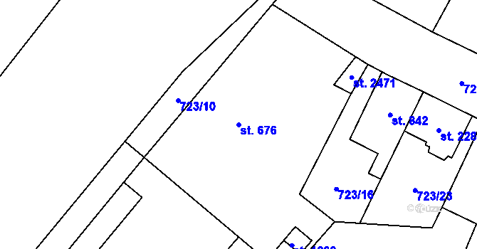 Parcela st. 676 v KÚ Hodolany, Katastrální mapa