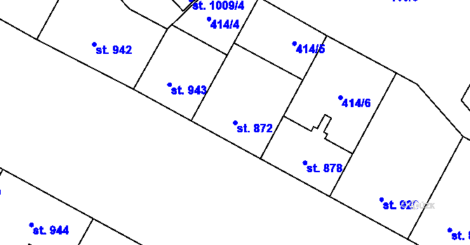Parcela st. 872 v KÚ Hodolany, Katastrální mapa
